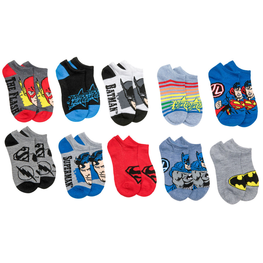 DC Justice League Assorted Boys No Show Socks 10-Pack Image 1