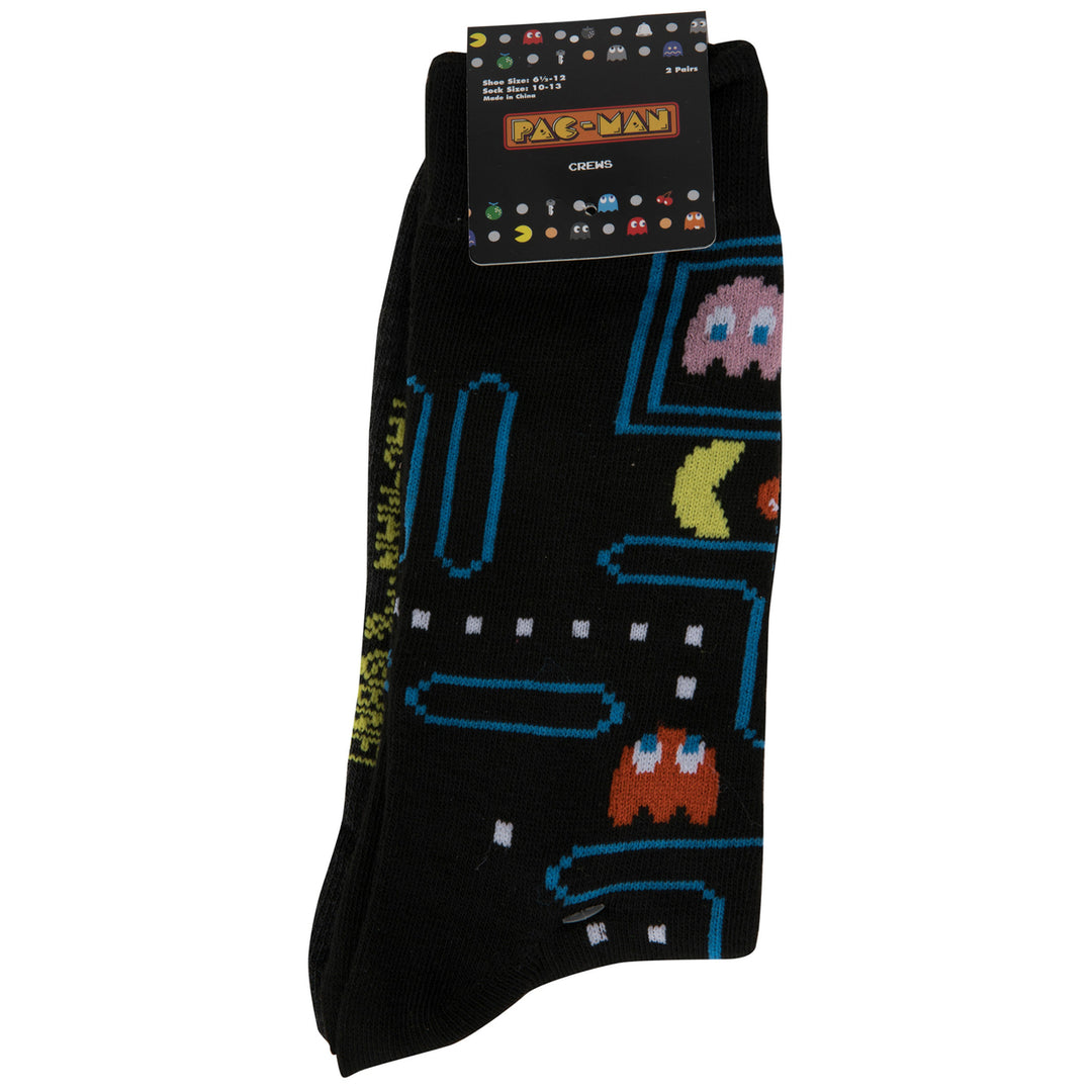 Pac-Man Maze and Logo Mens Crew Socks 2-Pack Image 9