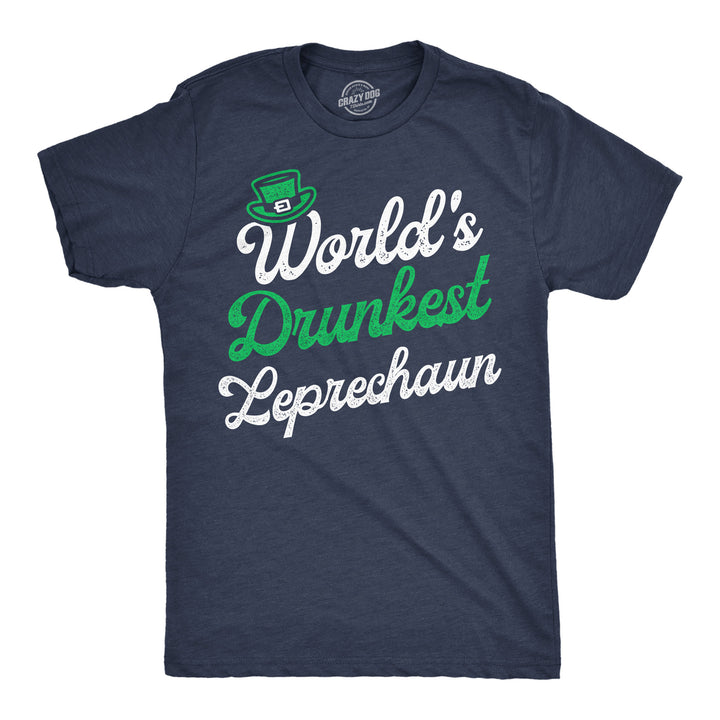 Mens Worlds Drunkest Leprechaun Funny T Shirts St Patricks Day Drinking Tee Image 1