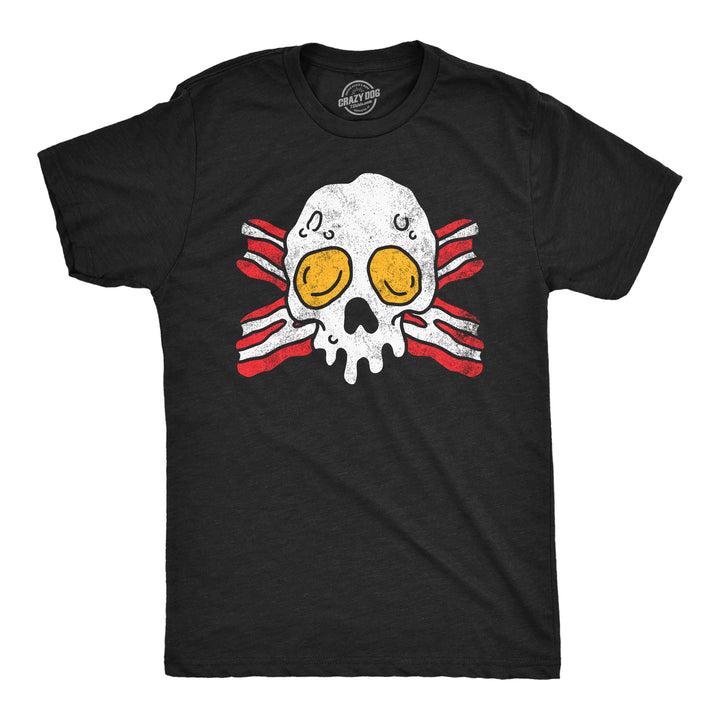 Mens Funny T Shirts Bacon And Eggs Skull Breakfast Graphic Tee For Men Image 1