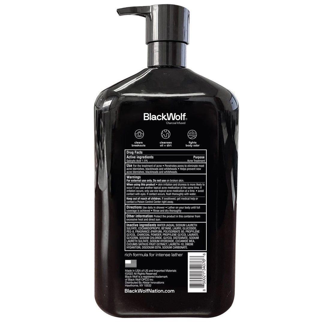 Black Wolf Mens Charcoal Body Wash (33.8 Fluid Ounce) Image 2