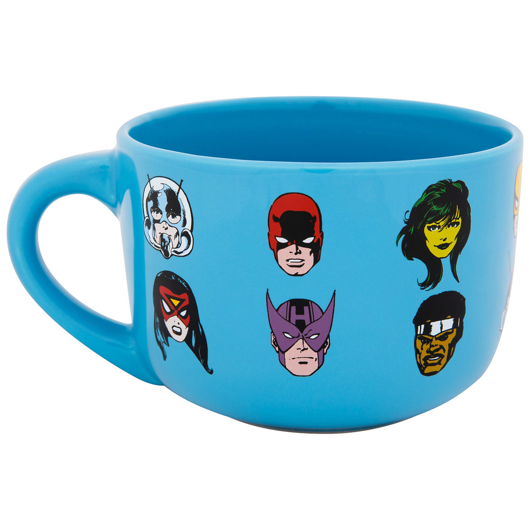 Avengers Comic Character Art 24oz Ceramic Soup Mug with Lid Image 1