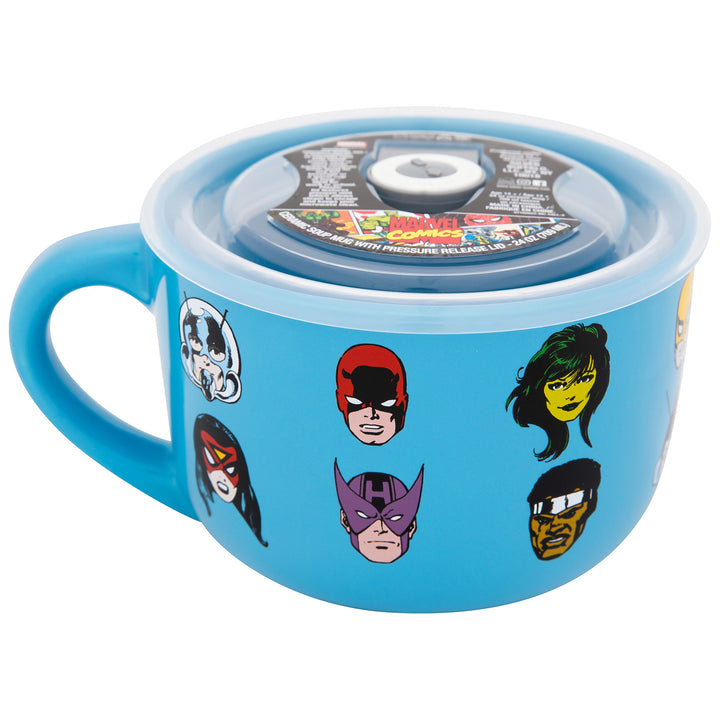 Avengers Comic Character Art 24oz Ceramic Soup Mug with Lid Image 4