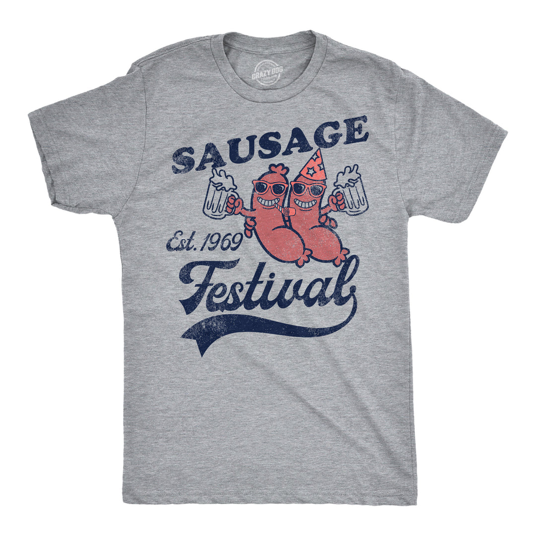 Mens Funny T Shirts Sausage Festival Sarcastic Graphic Tee For Men Image 1