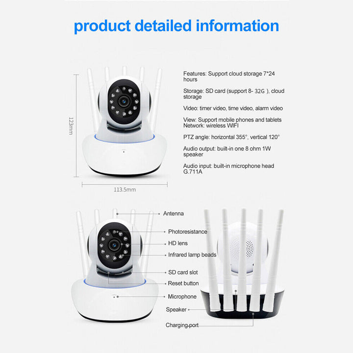 Wireless 3MP HD IP Camera WiFi IR Night Smart Home Security Baby Monitor CCTV US Image 10