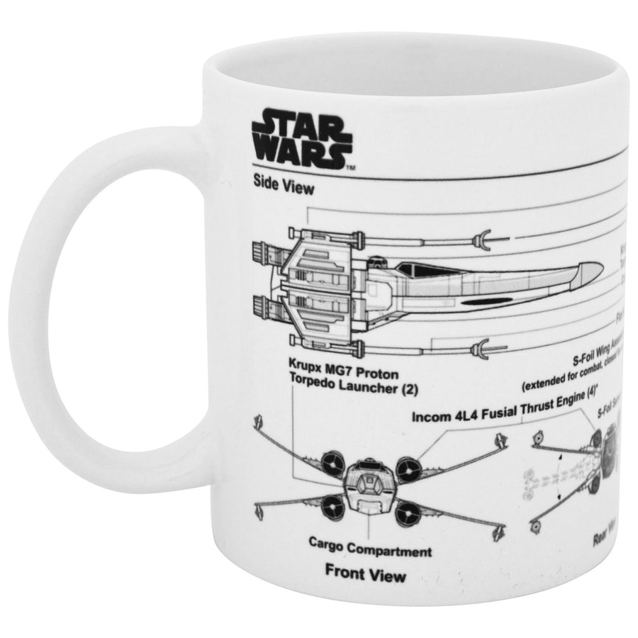 Star Wars X-Wing Fighter Diagram 11 oz. Ceramic Mug Image 1