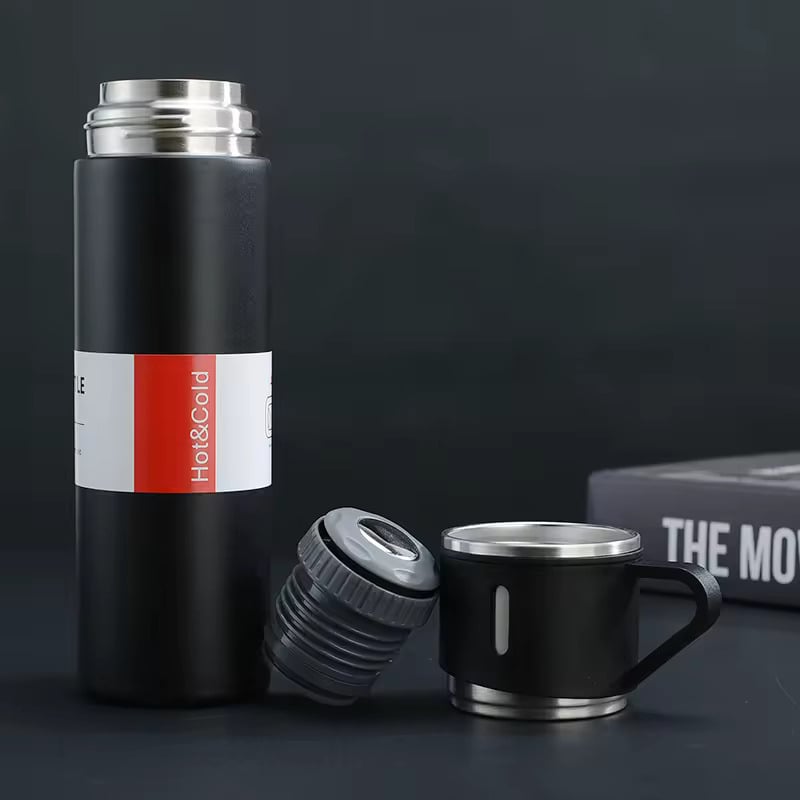 Stainless Steel Insulated Vacuum Bottle Set 500mL Thermal Hot Cold Drinks Image 1