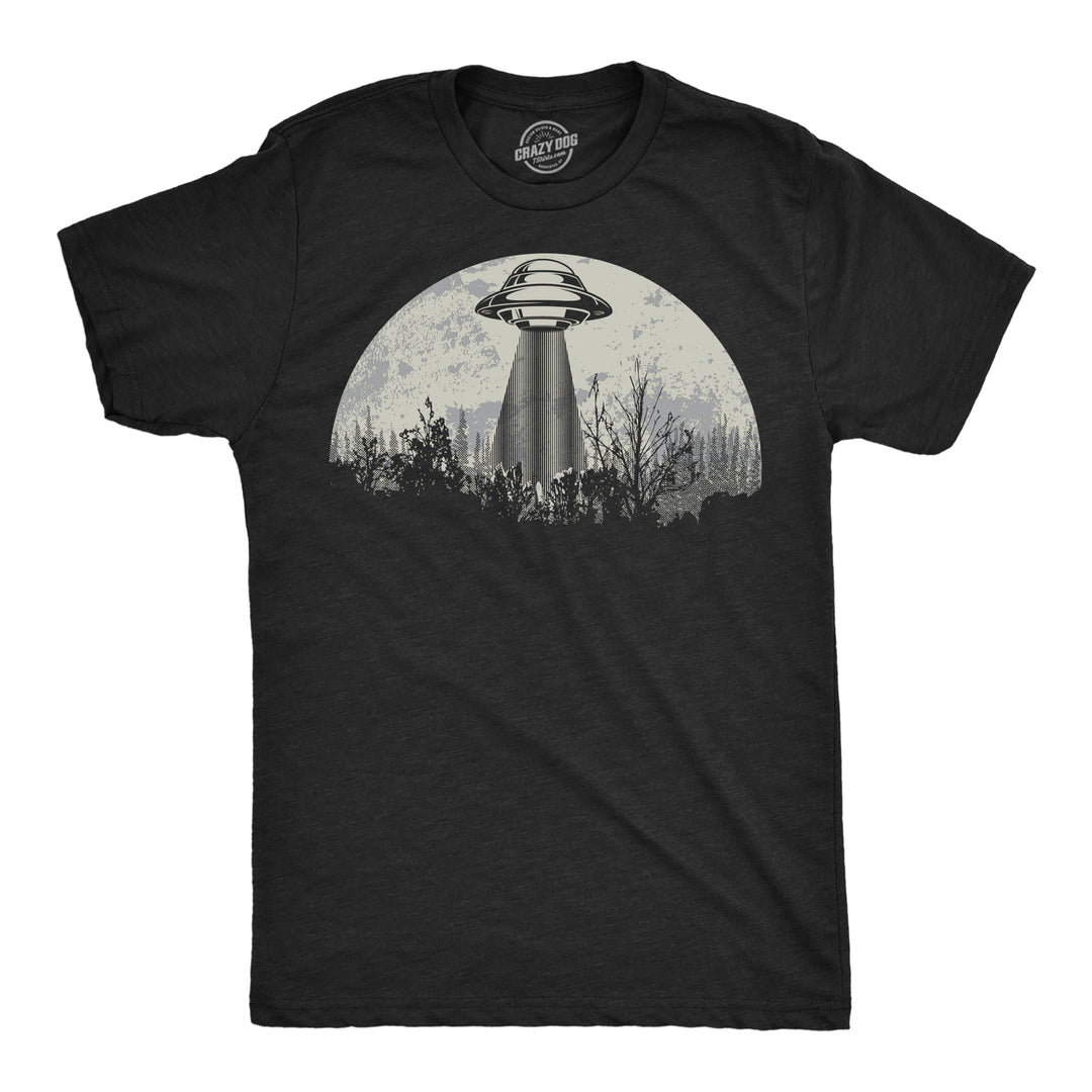 Mens Moon UFO Funny T Shirts Alien Spaceship Graphic Tee For Men Image 1