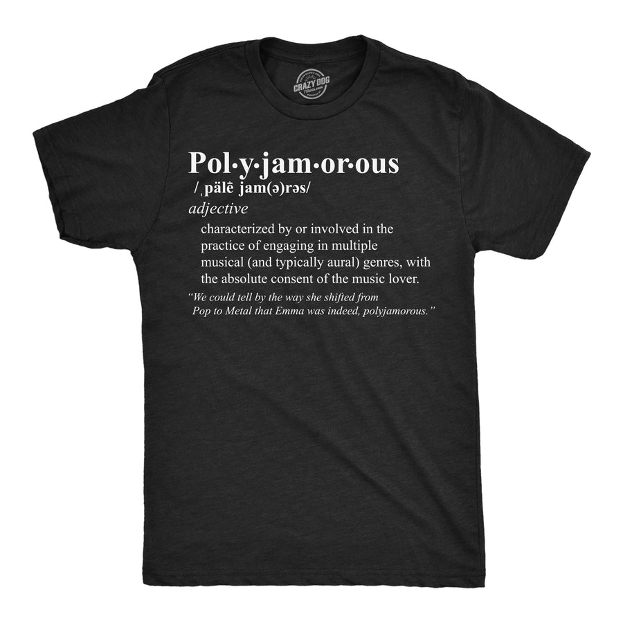 Mens Polyjamorous Definition Funny T Shirts Sarcastic Music Tee For Men Image 1