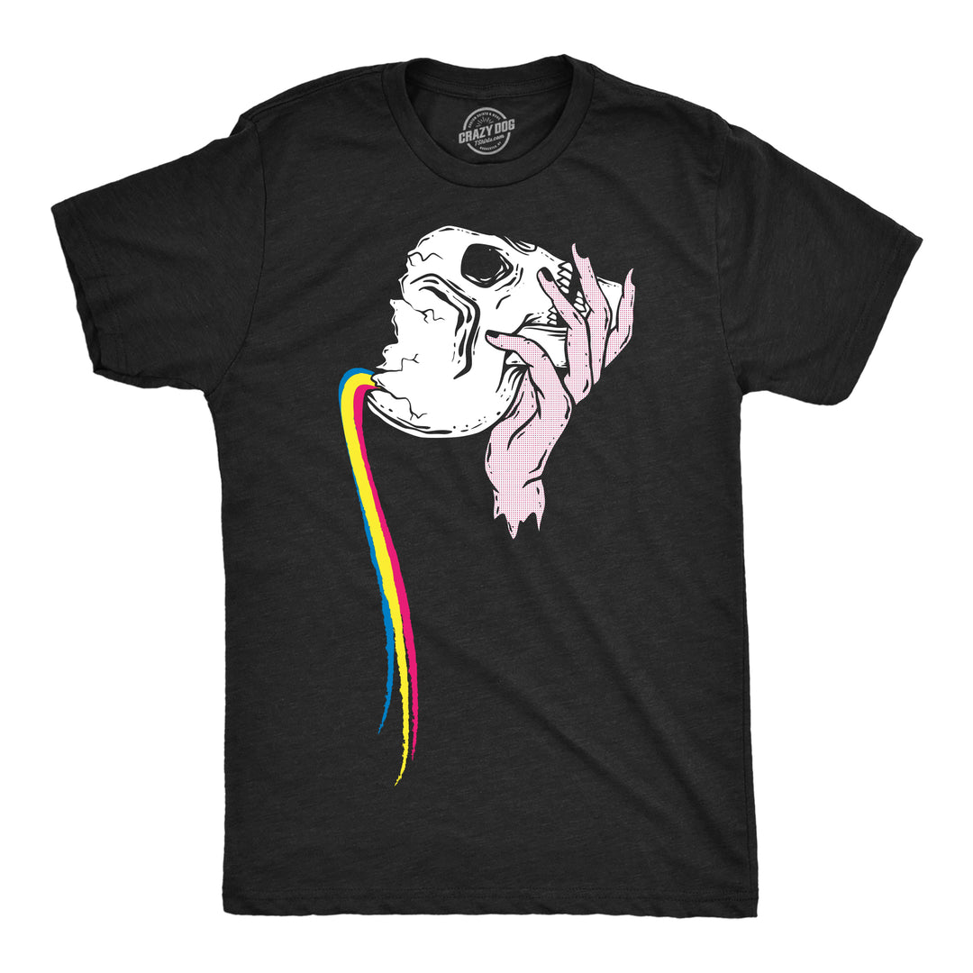 Mens Funny T Shirts Pouring Rainbow Skull Cool Graphic Tee For Men Image 1