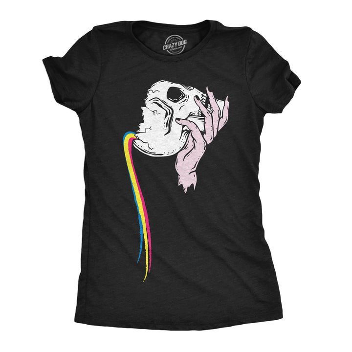 Womens Funny T Shirts Pouring Rainbow Skull Cool Graphic Tee For Ladies Image 1