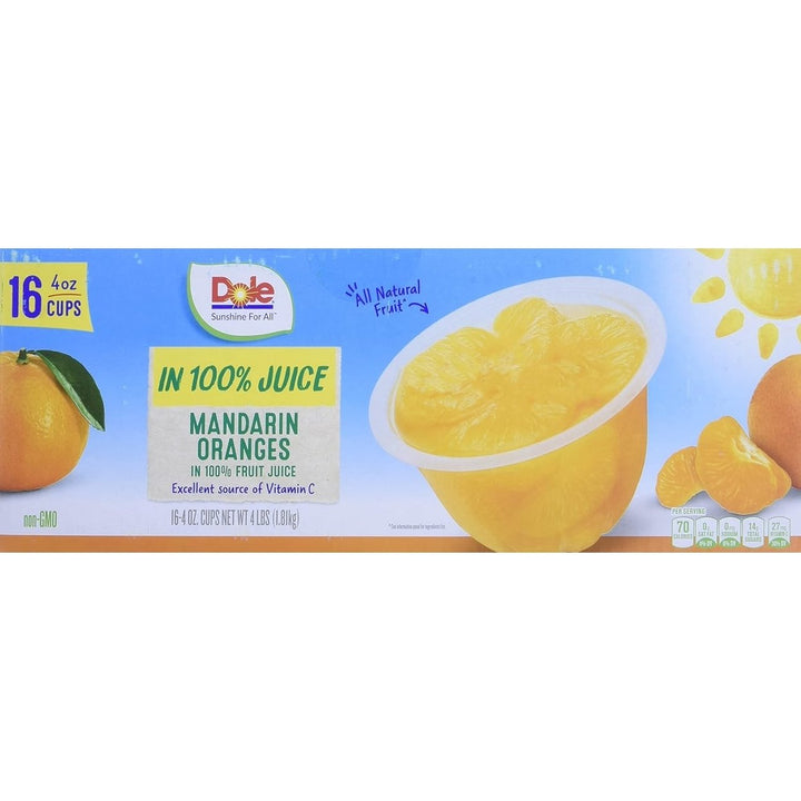 Dole Mandarin Oranges Fruit Cup 4 Ounce (Pack of 16) Image 1