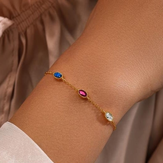 Colorful creative diamond edging and diamond inlay versatile bracelet French style INS trendy bracelet Image 1