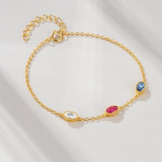 Colorful creative diamond edging and diamond inlay versatile bracelet French style INS trendy bracelet Image 2