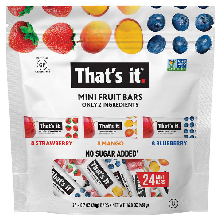 Thats It. Mini Fruit Bars Blueberry Strawberry and Mango Variety 24 Count Image 1