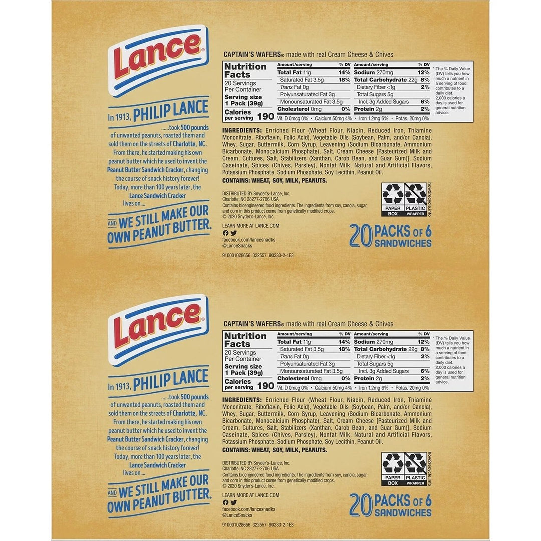 Lance Captains Wafers Cream Cheese and Chives 1.3 Ounce (Pack of 40) Image 3