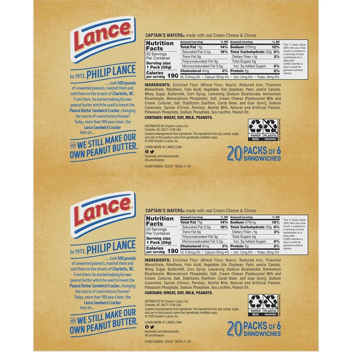 Lance Captains Wafers Cream Cheese and Chives1.3 Ounce (Pack of 40) Image 3