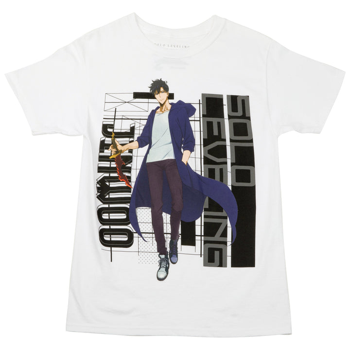 Solo Leveling Sung Jinwoo White Print T-Shirt Image 1