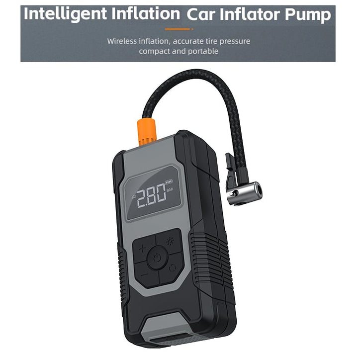 Cordless Portable Mini Car Air Compressor Pump 7500mAh Power Bank Black Image 1