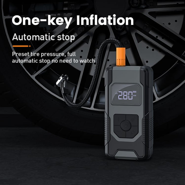 Cordless Portable Mini Car Air Compressor Pump 7500mAh Power Bank Black Image 3