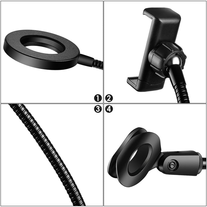 3-in-1 Multi-Color Selfie Ring Light Stand with Microphone Phone Holder Black Image 6