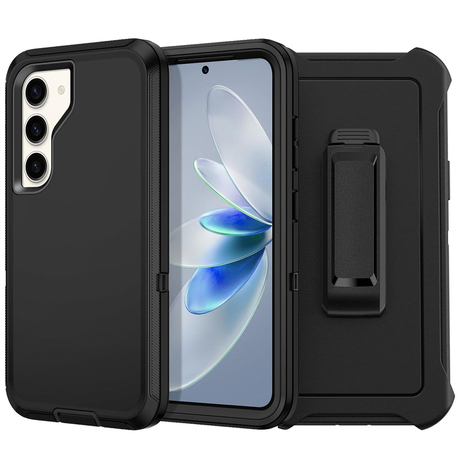 For Samsung Galaxy S24 Plus / SM-926 Heavy Duty Shockproof Armor Protective Hybrid Case Cover With Clip Black/Black Image 1