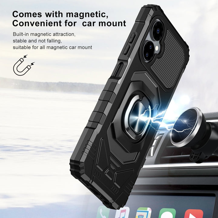 Boost Mobile Celero 3 5G Armor Case Black Dual Layer Kickstand Magnetic Mount Image 4