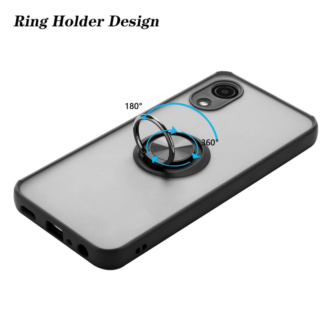 For Motorola Moto G Play 2024 Impact Metal Ring Holder Stand Magnetic Car Mount Protective Hybrid Case Cover Black Image 4