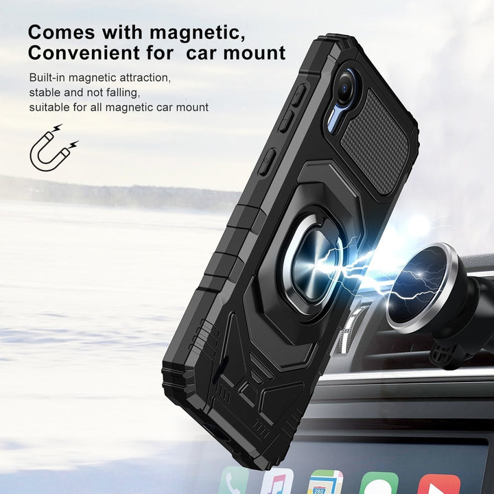 For Cricket Debut S2 Armor Dual Layer Metal Ring Stand Magnetic Car Mount Hybrid Impact Protective Shockproof Case Cover Image 4