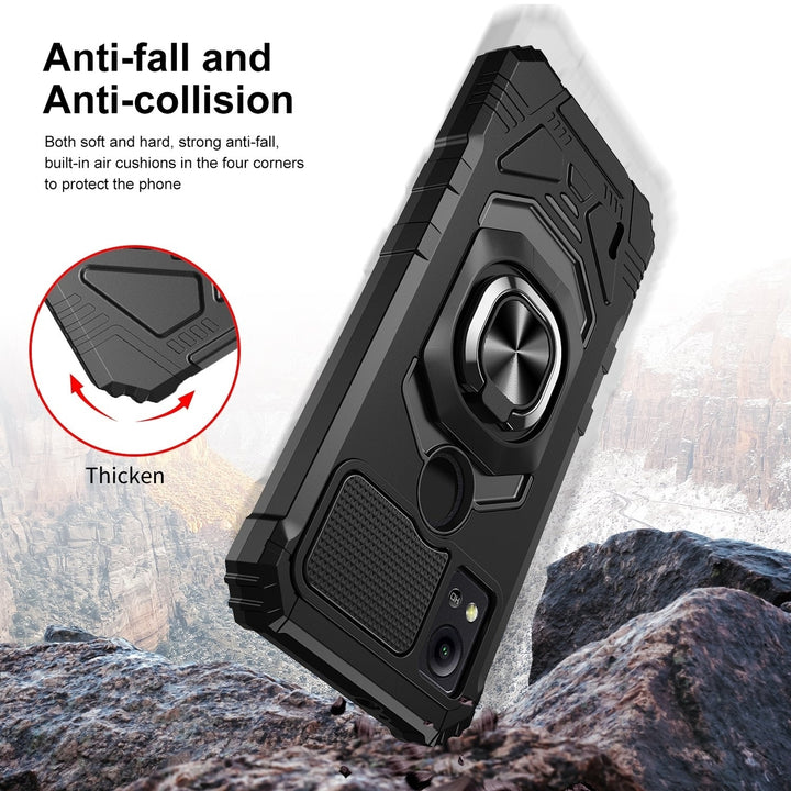 For Cricket Icon 5 Armor Dual Layer Metal Ring Stand Magnetic Car Mount Hybrid Impact Protective Shockproof Case Cover Image 3