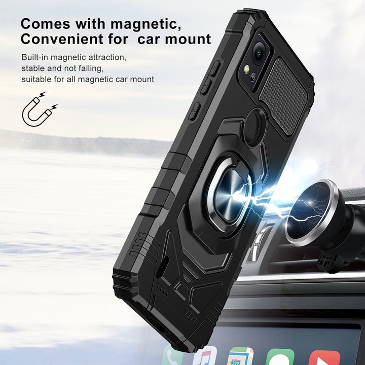 For Cricket Icon 5 Armor Dual Layer Metal Ring Stand Magnetic Car Mount Hybrid Impact Protective Shockproof Case Cover Image 4