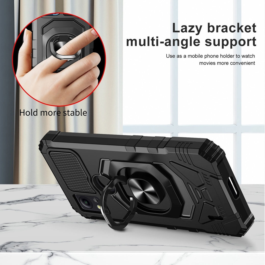 For Cricket Icon 5 Armor Dual Layer Metal Ring Stand Magnetic Car Mount Hybrid Impact Protective Shockproof Case Cover Image 4