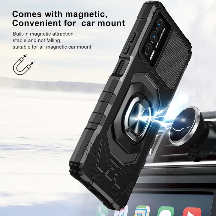 For Cricket Outlast Armor Dual Layer Metal Ring Stand Magnetic Car Mount Hybrid Impact Protective Shockproof Case Cover Image 4