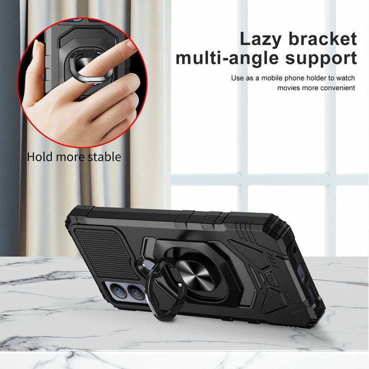 For Cricket Magic 5G Armor Dual Layer Metal Ring Stand Magnetic Car Mount Hybrid Impact Protective Shockproof Case Cover Image 4