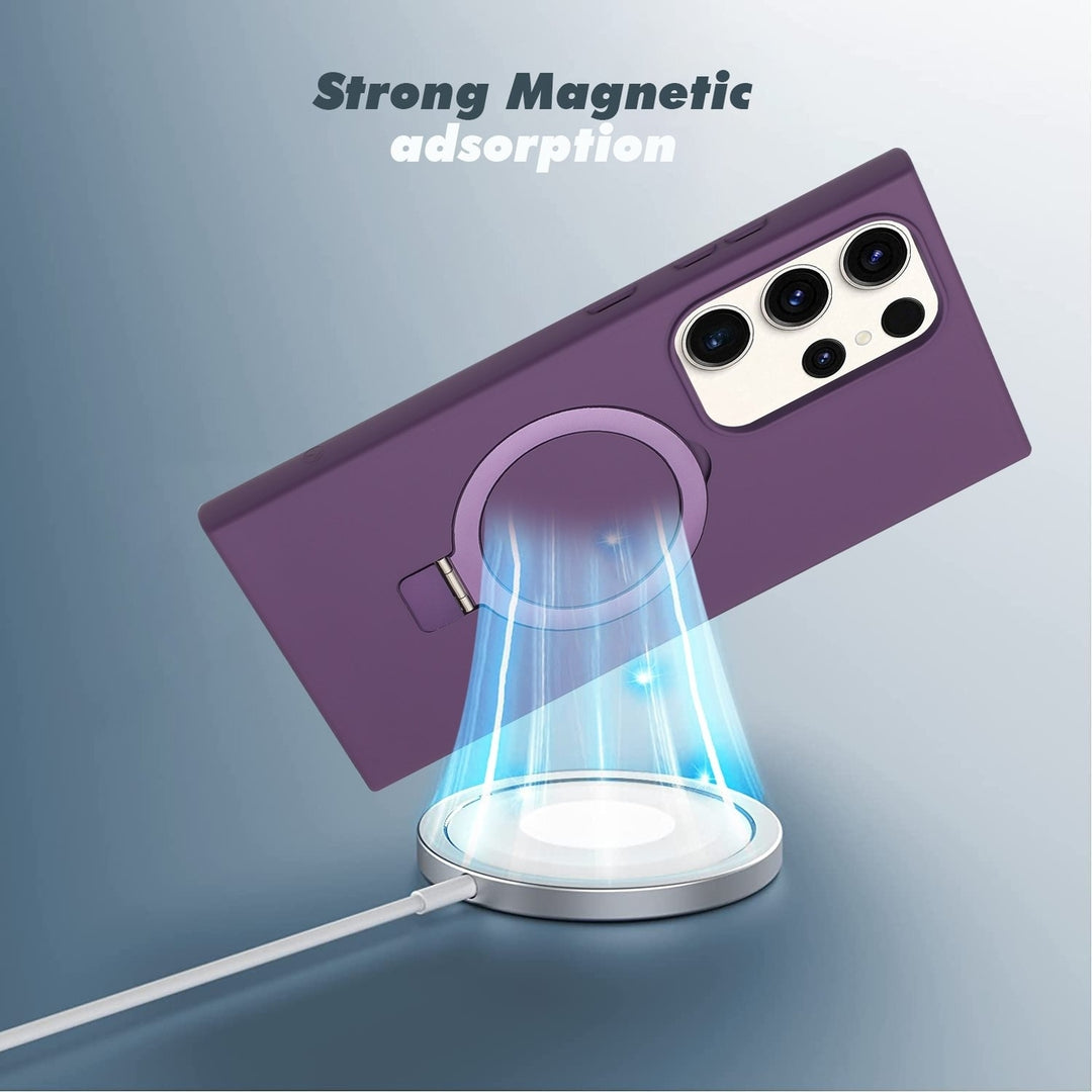 For Samsung Galaxy S24 Ultra / SM-928 Ring Stand Magnetic Magnetic Magsafe Wireless Charging Shockproof Hybrid Case Image 2