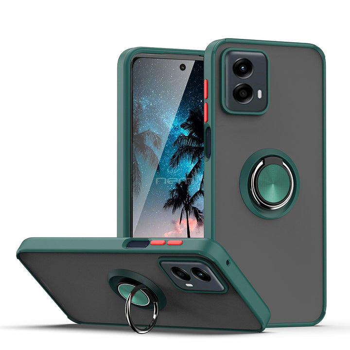 For Motorola Moto G 5G 2024 Impact Metal Ring Holder Stand Magnetic Car Mount Shockproof Protective Hybrid Case Cover Image 4