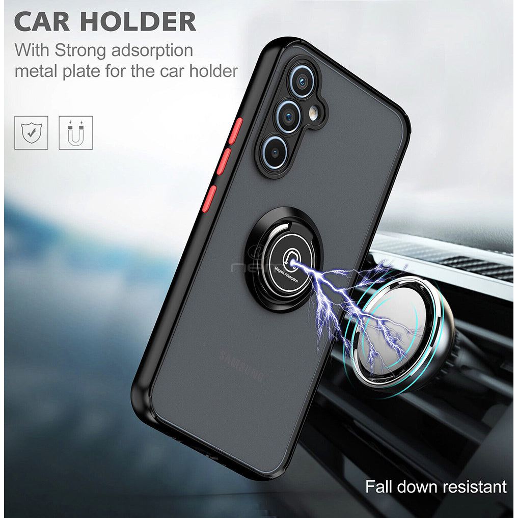 For Samsung Galaxy A15 / SM-A155 Impact Metal Ring Holder Stand Magnetic Car Mount Shockproof Protective Hybrid Case Image 3