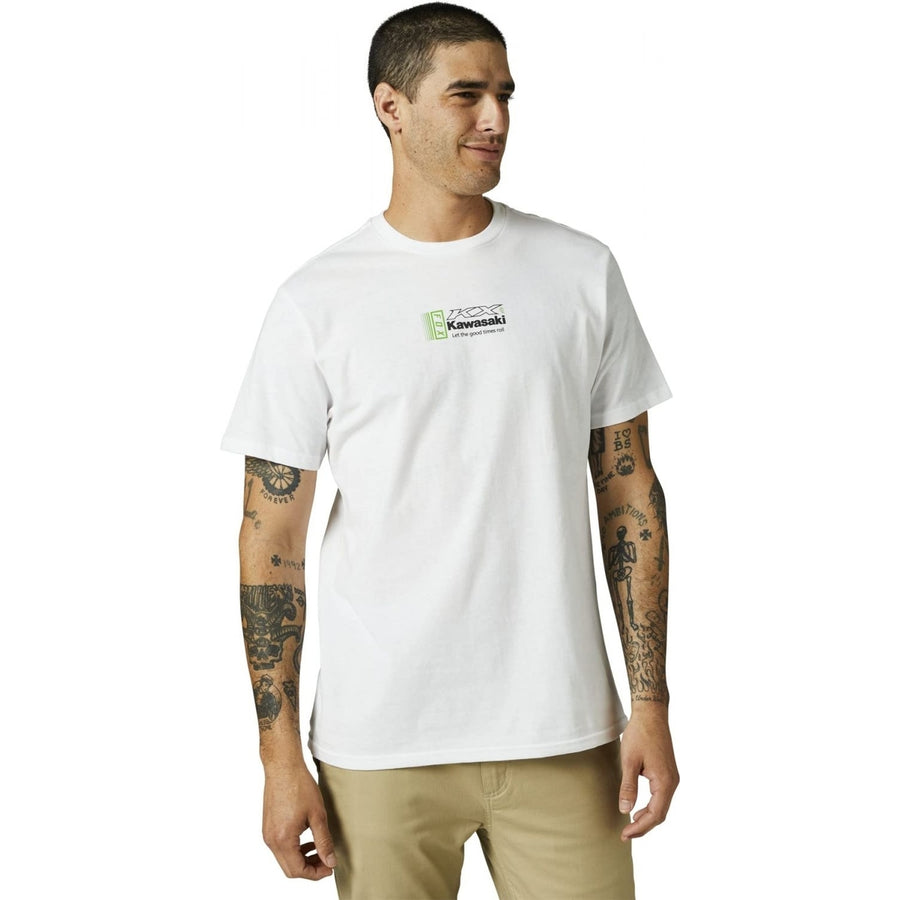 Fox Racing Mens Kawasaki Short Sleeve Premium Tee WHITE Image 1