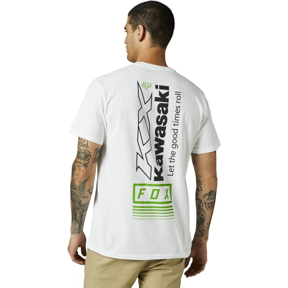 Fox Racing Mens Kawasaki Short Sleeve Premium Tee WHITE Image 2