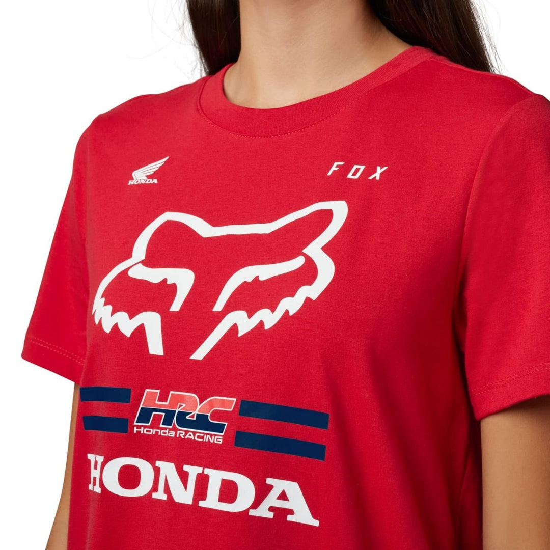 Fox Racing Womens Short Sleeve Tee Flame Red Fox X Honda Size S M L XL Image 4