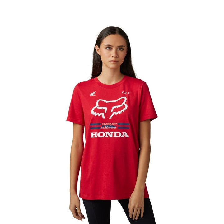 Fox Racing Womens Short Sleeve Tee Flame Red Fox X Honda Size S M L XL Image 3