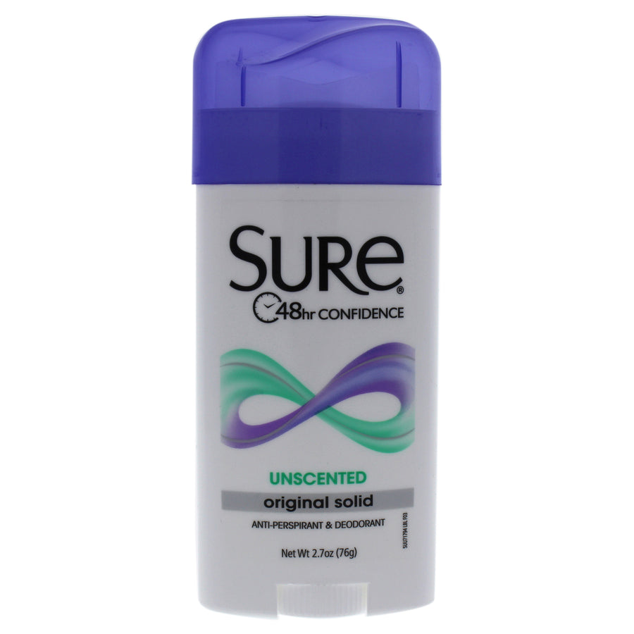 Sure Original Solid Anti-Perspirant Deodorant - Unscented Deodorant Stick 2.7 oz Image 1