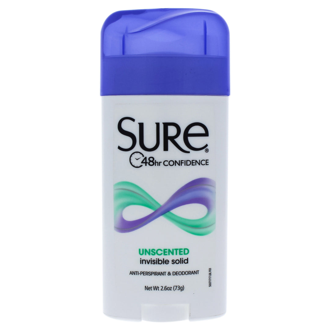 Sure Invisible Solid Anti-Perspirant and Deodorant - Unscented Deodorant Stick 2.6 oz Image 1