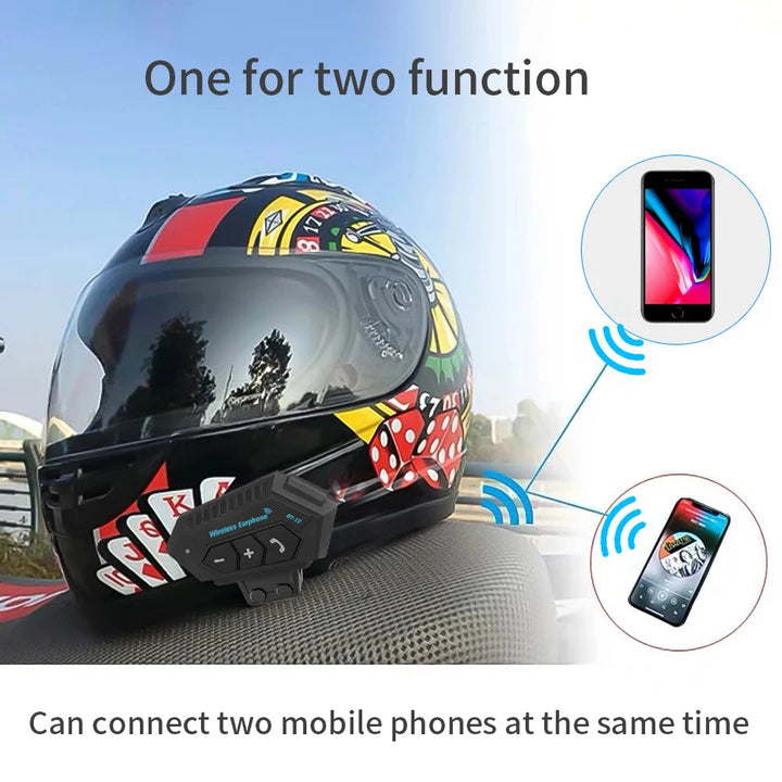 Motorcycle Helmet Bluetooth Headset Wireless Hands-Free Speaker Headphone Image 3