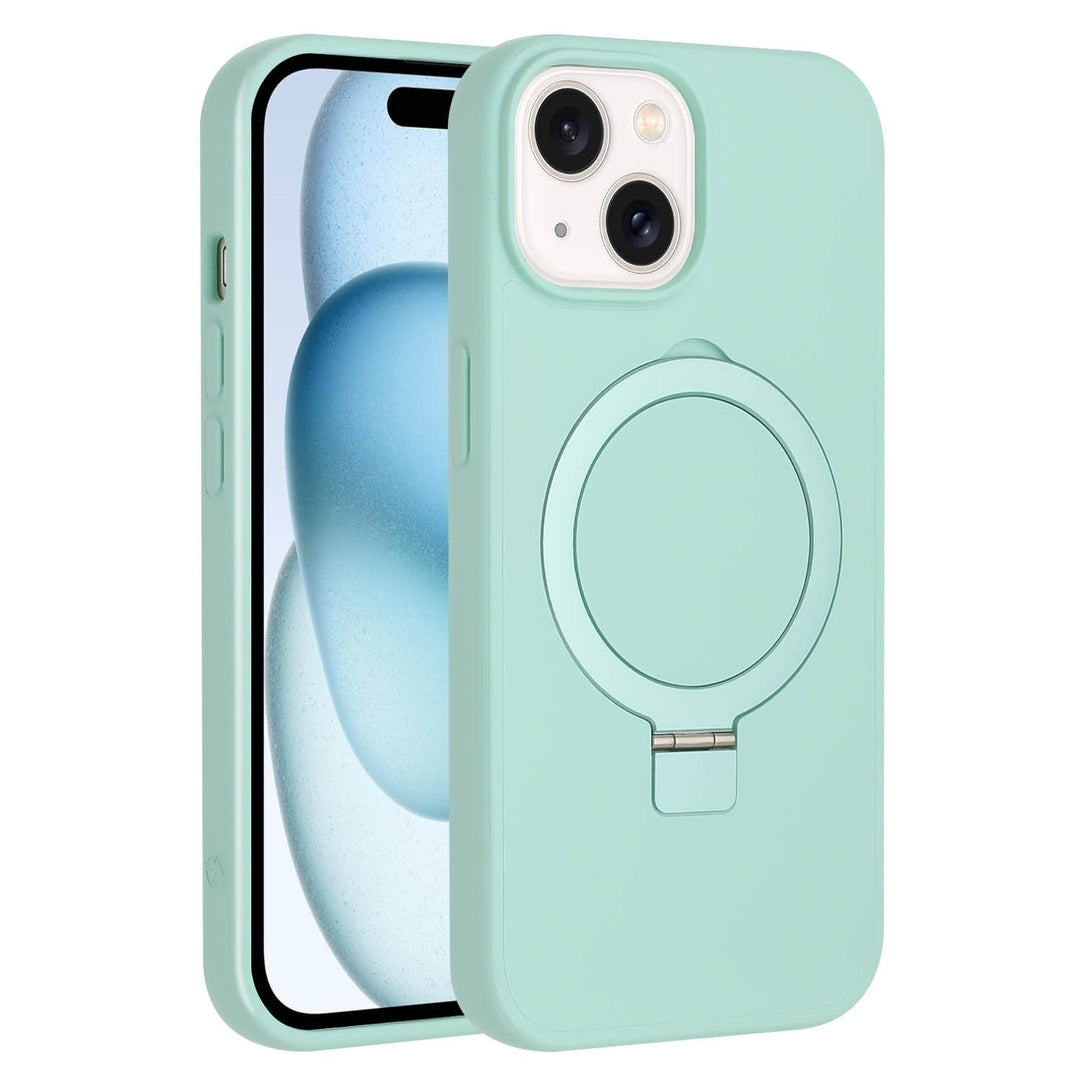 For Apple iPhone 15 6.1 inch Ring Stand Magnetic Magnetic Magsafe Wireless Charging Shockproof Hybrid Case Cover Green Image 2