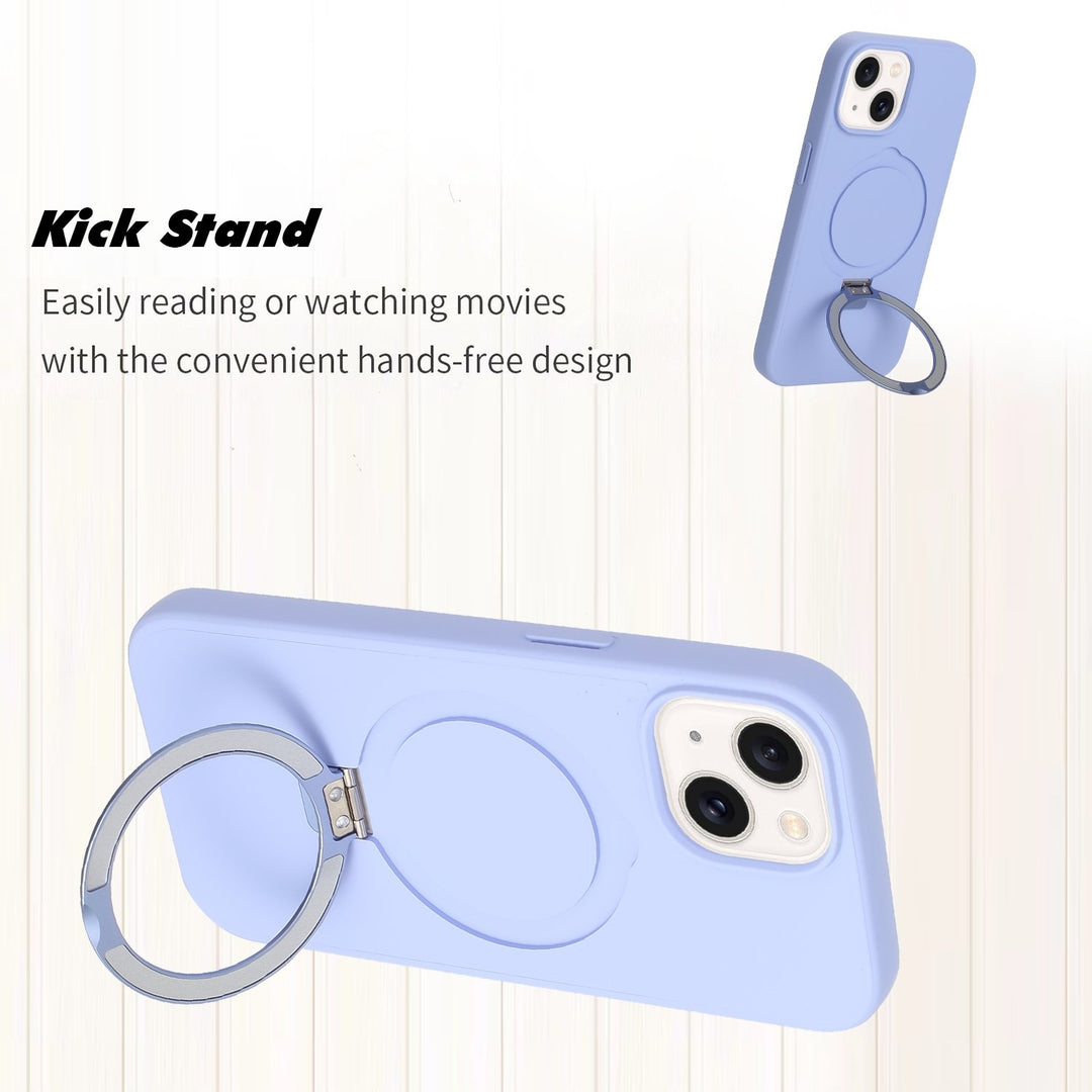 For Apple iPhone 15 6.1 inch Ring Stand Magnetic Magnetic Magsafe Wireless Charging Shockproof Hybrid Case Cover Green Image 6