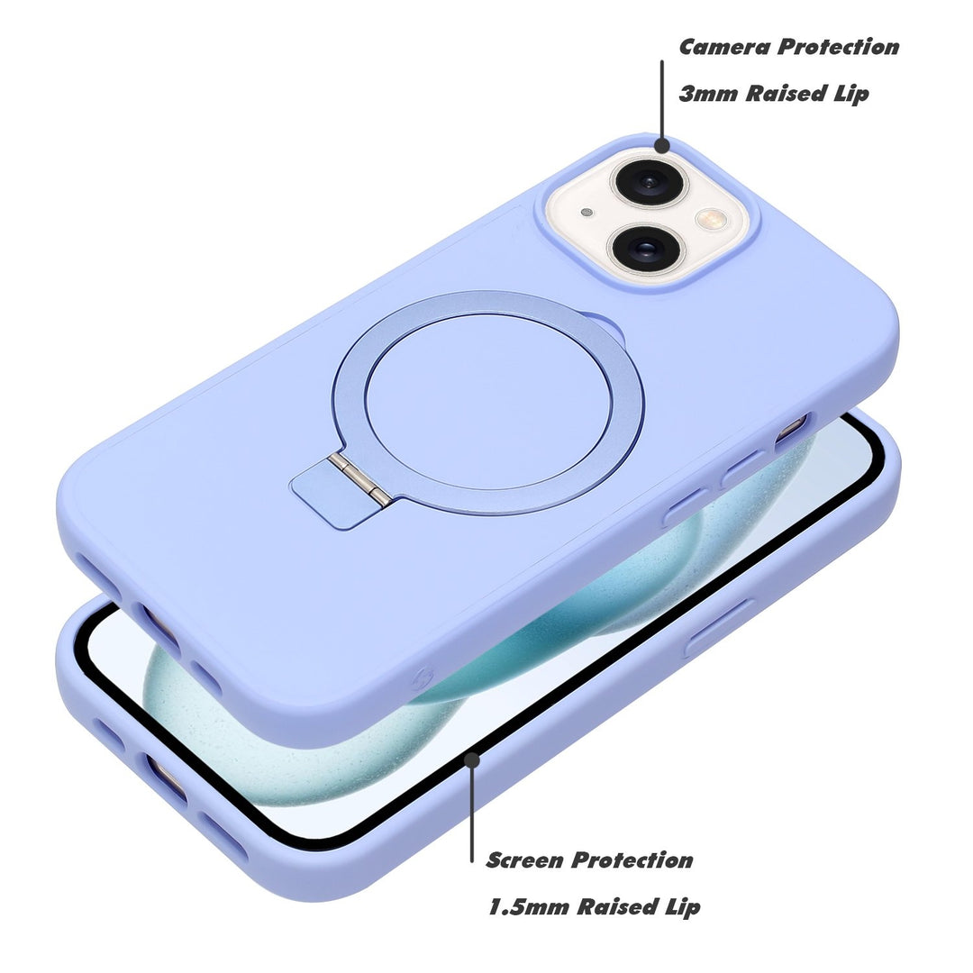 For Apple iPhone 15 Plus 6.7 inch Ring Stand Magnetic Magnetic Magsafe Wireless Charging Shockproof Hybrid Case Cover Image 7