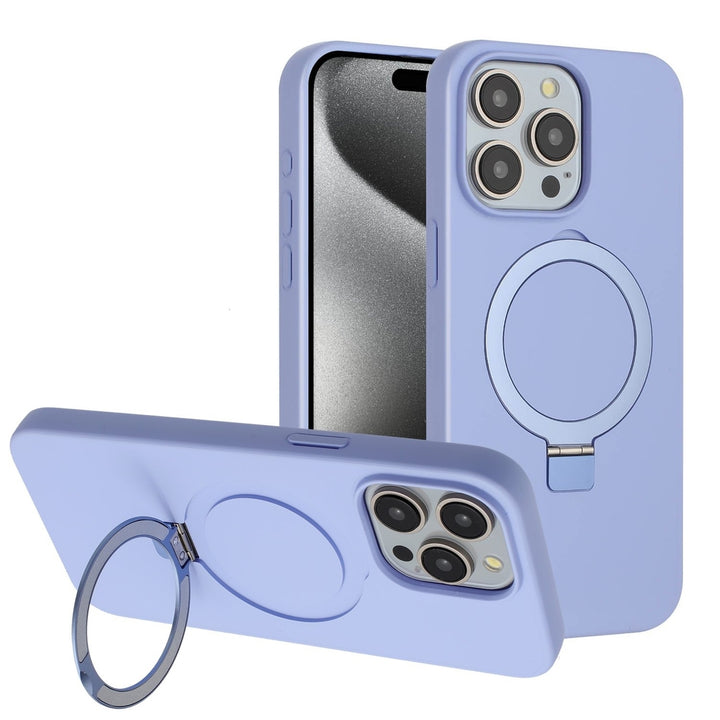 For Apple iPhone 15 Pro 6.1 inch Ring Stand Magnetic Magnetic Magsafe Wireless Charging Shockproof Hybrid Case Cover Image 12