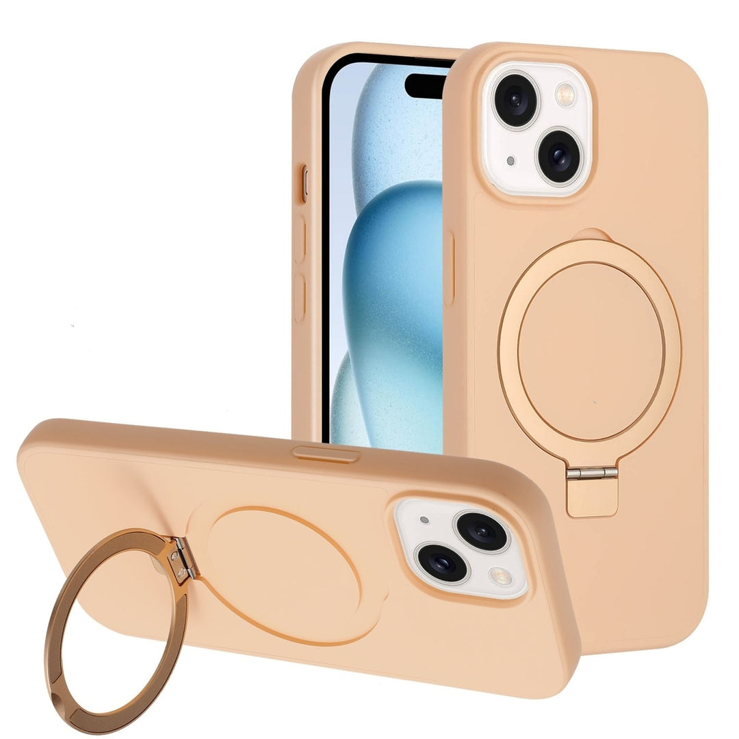 For Apple iPhone 15 Plus 6.7 inch Ring Stand Magnetic Magnetic Magsafe Wireless Charging Shockproof Hybrid Case Cover Image 10