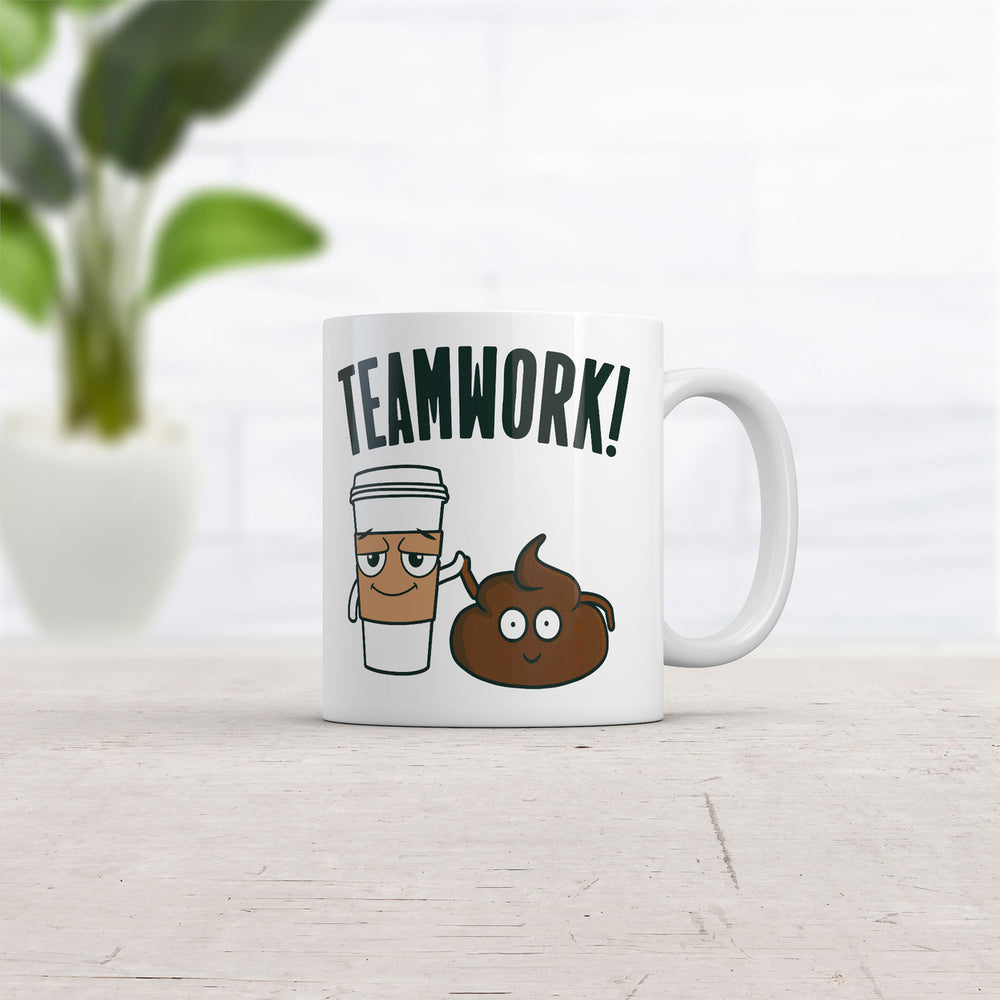 Teamwork Mug Funny Novelty Poop Joke Coffee Cup-11oz Image 2